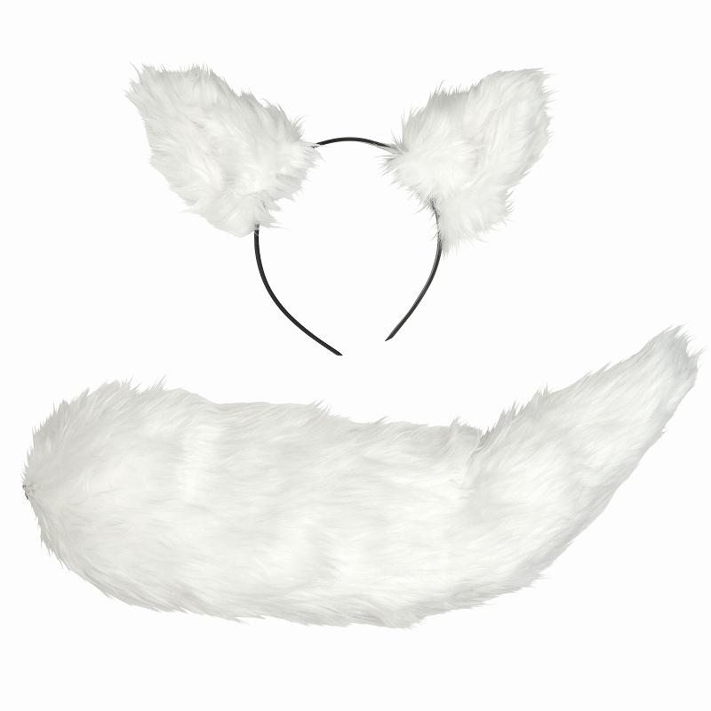 けもみみしっぽセット 白きつね/ ケモ耳 コスプレ キツネ しっぽ けもみみしっぽセット 白きつね/ ケモ耳 コスプレ キツネ しっぽ