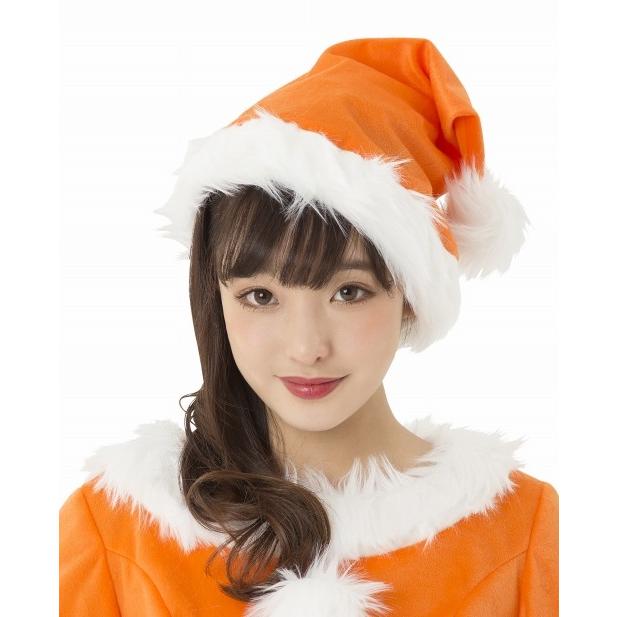 NEW サンタ帽子(オレンジ)  /カラフル サンタ 帽子 カラー帽子 クリスマス カラーサンタ サンタクロース コスチューム クリスマス 衣装 (873778)｜p-kaneko｜02
