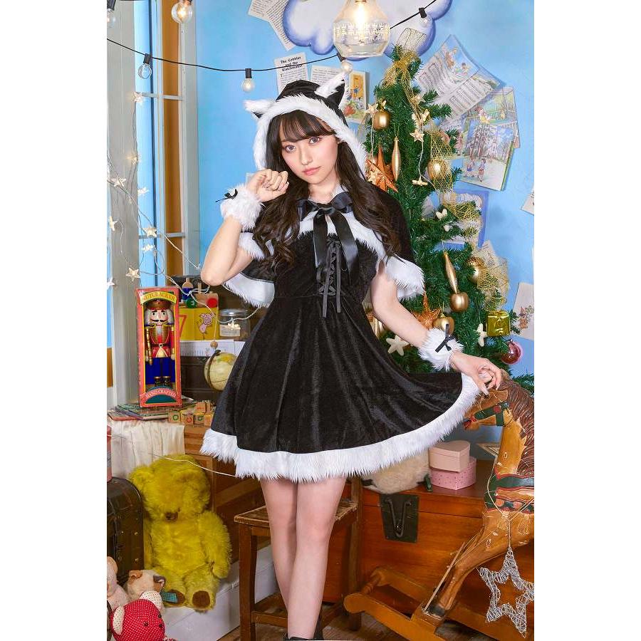 ミミノエル ねこケープサンタ ブラック　　/サンタ コスプレ 黒 クリスマス コスチューム 女性用 レディース 仮装 かわいい イベント (_899877)｜p-kaneko｜07