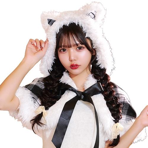 1点までメール便も可能)黒チェックキャットケープ /サンタ コスプレ