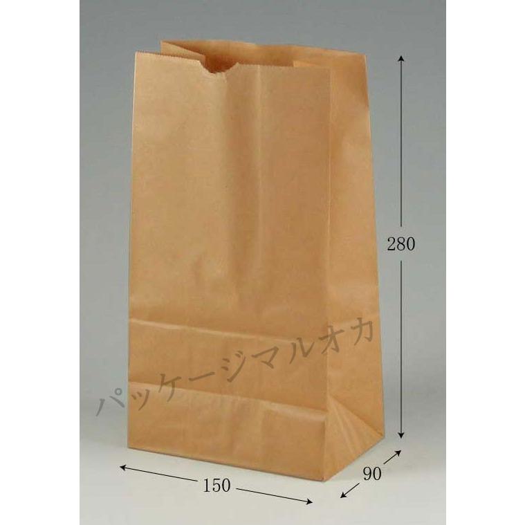 “送料無料/直送” 角底袋 No.6 未晒無地 (幅150 マチ90 長さ280 紙質未晒50g/m2 1枚重さ8.4g) 10000枚