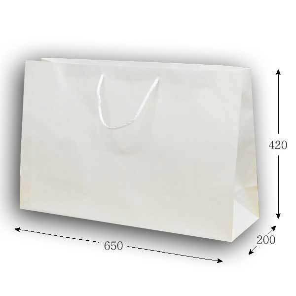 “送料無料/直送” 手提げ紙袋 広口CB BR-1 片艶白無地 120g PPロープ紐 (巾650 マチ200 高さ420) 250枚