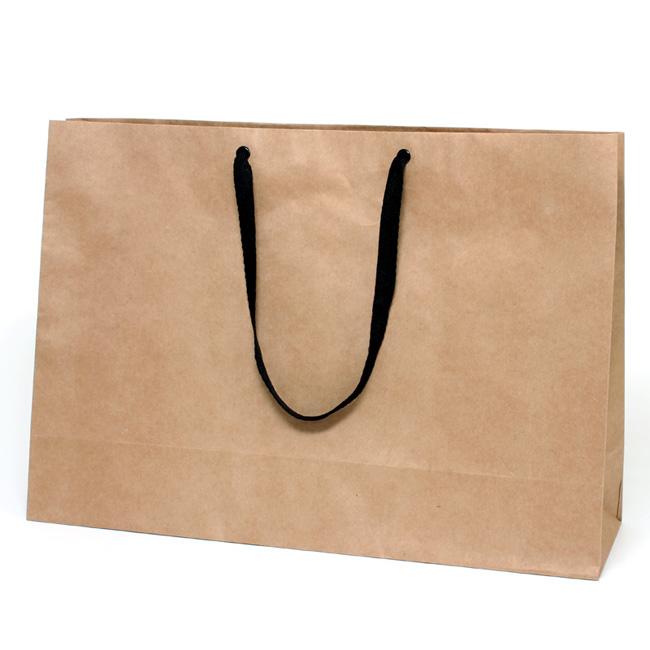 紙手提げ袋 ファッションバッグ LLワイド 未晒無地 (巾600 マチ180 高