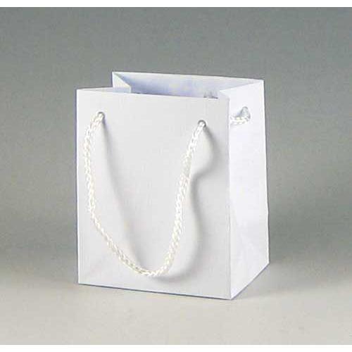手提げ紙袋 Kバッグ T-5N白エンボス（つや無し） 10cm巾 (巾100 マチ70 高さ120 ポリエステル紐) 10枚｜p-maruoka