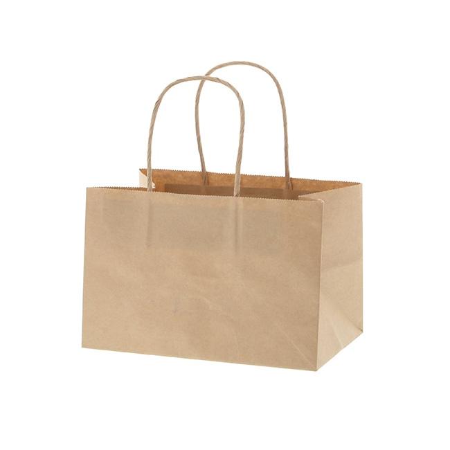 手提げ紙袋 オブロングバッグ 20-13 未晒無地 (巾200 マチ130 高さ130