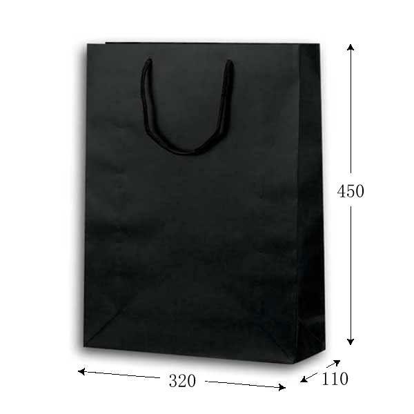 地域で無料/直送” 高級手提げ紙袋 L マットブラック 32cm巾 表面