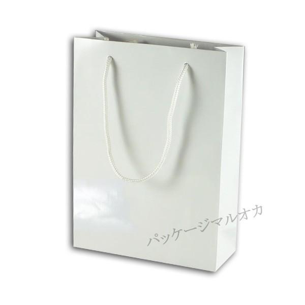 高級手提げ紙袋 S-18グロスホワイト 18cm巾 (巾180 マチ70 高さ250) 500枚｜p-maruoka