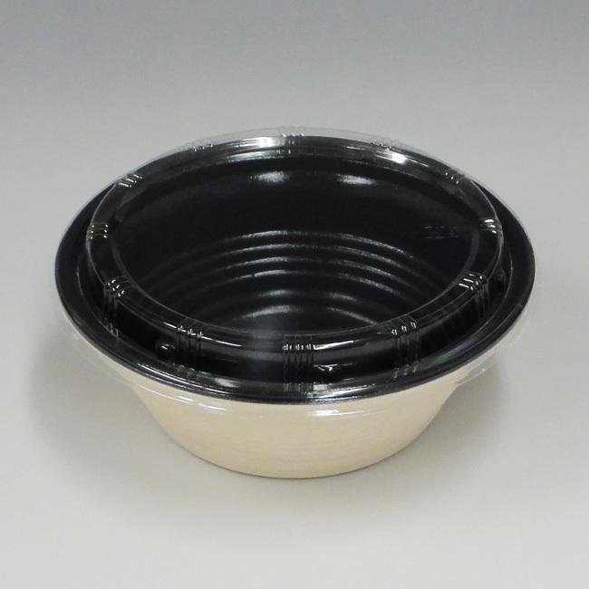 “地域で無料/直送” “2点セット” パルプモールド容器 KMP丼170 本体 ブラック（170フタ付） 900枚/送料タイプ062