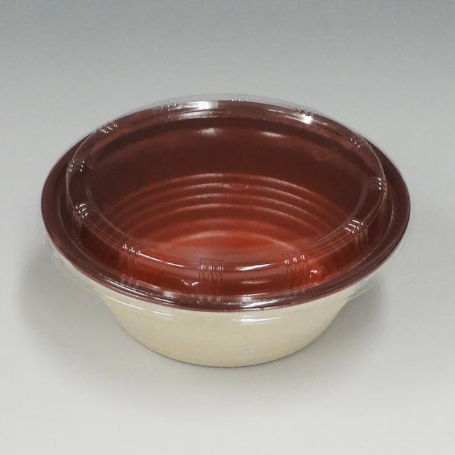 “地域で無料/直送” “2点セット” パルプモールド容器 KMP丼170 本体 レッド（170フタ付） 900枚/送料タイプ062