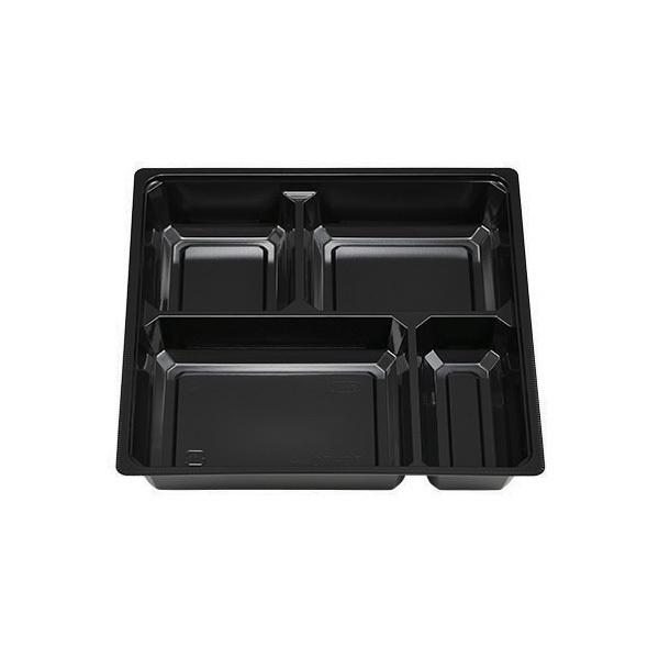 “送料無料/直送” 紙弁当箱 MSD中仕切 70-70 A 黒 (縦210 横210 高さ36) 300枚
