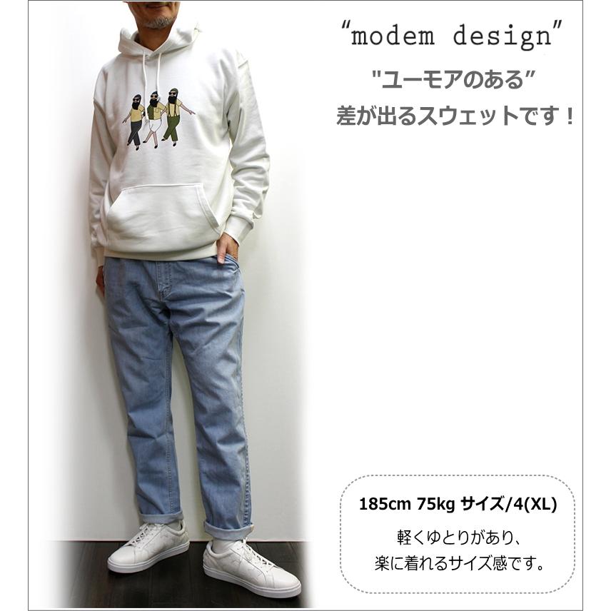 送料無料】modem design(モデムデザイン) ヒゲおじさん パーカープル