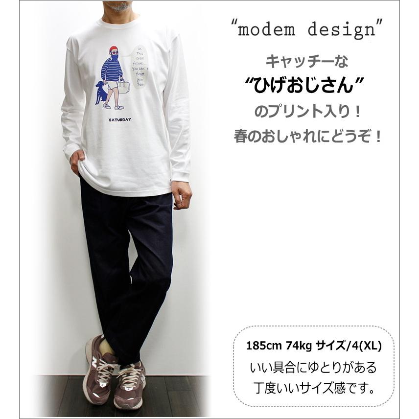 modem design(モデムデザイン) Hige OJISAN L/S TEE "The Saturday" ひげおじさん長袖Ｔシャツ“アメリカ製コットンのＴシャツ”一味違う風合いのメンズロンＴ｜p-mrt｜05