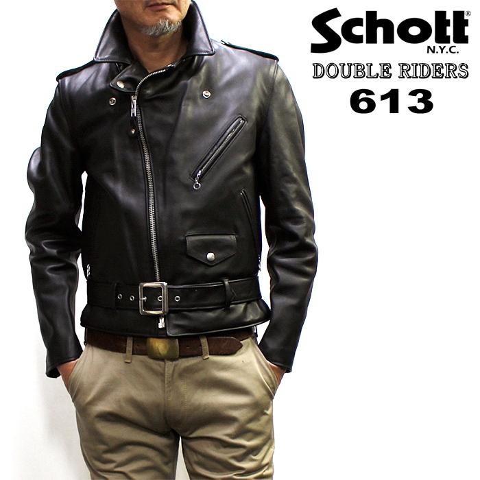 Schott ONESTAR 最大50％オフ！ 品揃え豊富で RIDERS JACKET #613 ショット ワンスター613 米国Schott社の現行オリジナルモデル ダブルライダースジャケット