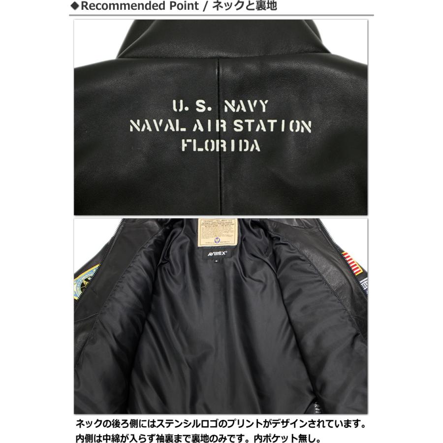 AVIREX(アヴィレックス) SHEEP STAND L‐2 JACKET "NAVAL AIR STATION  MIAMI" / シープ革 スタンド襟 L-2ジャケット "ネイバルエアステーション マイアミ"｜p-mrt｜12