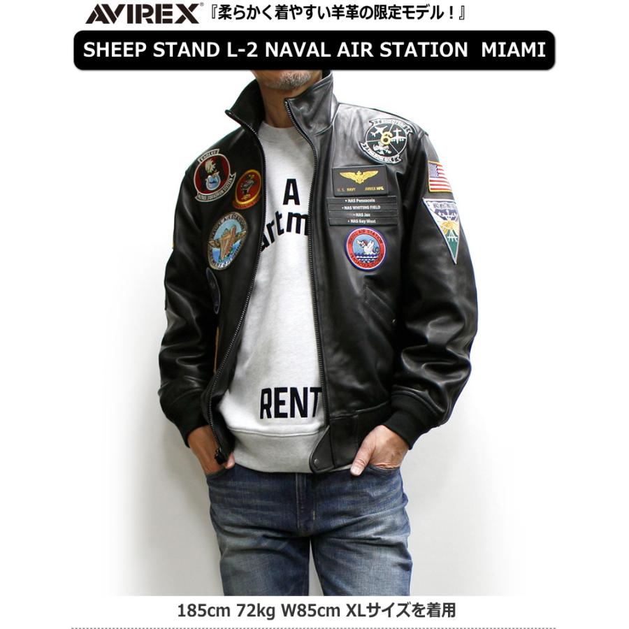 AVIREX(アヴィレックス) SHEEP STAND L‐2 JACKET "NAVAL AIR STATION  MIAMI" / シープ革 スタンド襟 L-2ジャケット "ネイバルエアステーション マイアミ"｜p-mrt｜04