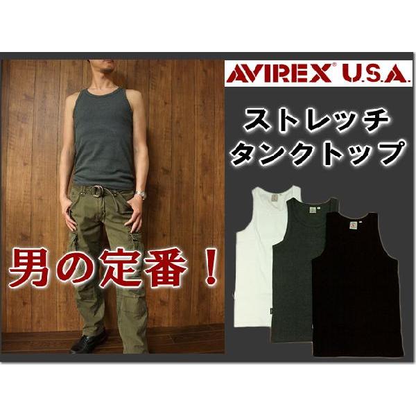 AVIREX WIDE BACK TANKTOP (アビレックス ストレッチタンクトップ No.6143507)【夏の定番！】メンズS〜XL｜p-mrt