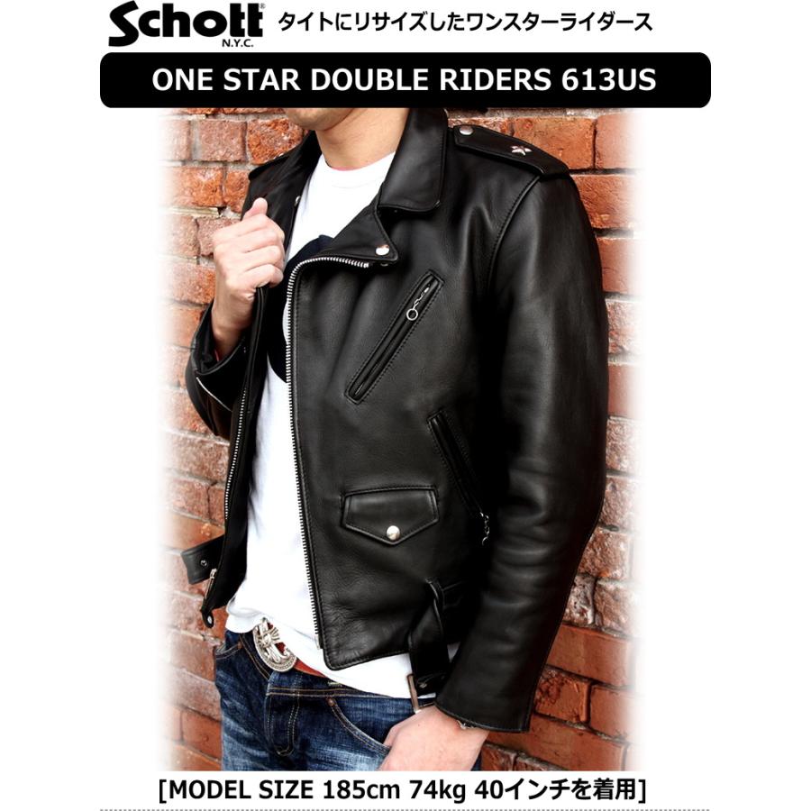 Schott ONESTAR RIDERS613US (ショット ダブルライダースワンスター613US) No.782-3950083【1回目のサイズ交換往復送料無料】｜p-mrt｜03