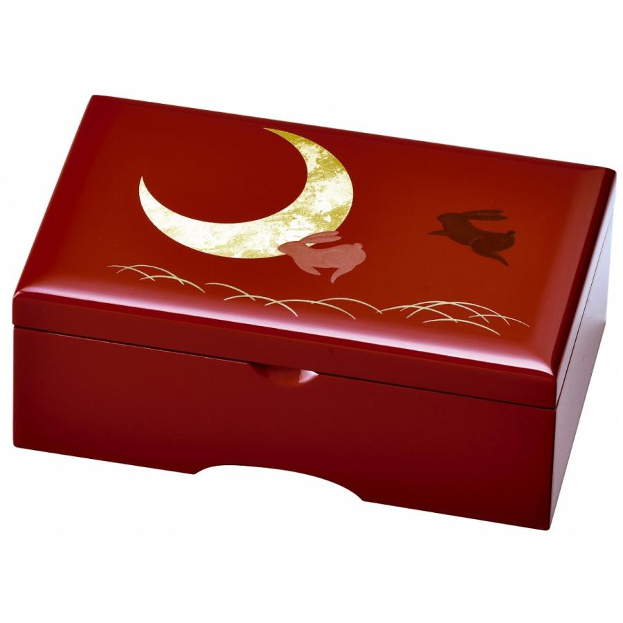 超美品 宝石箱 月にうさぎ アクセサリーケース 漆器箱 オルゴール付き 朱6 5 角 18 5 早割クーポン Epicmountainbike Com