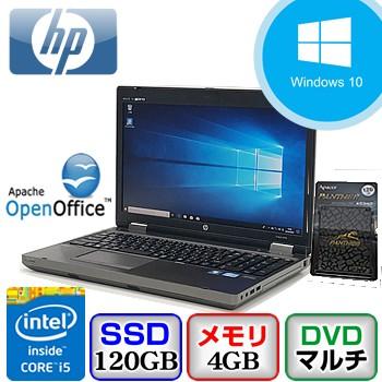 中古ノートパソコン HP HP ProBook 6570b B8A72AV Windows 10 Pro 64bit Core i5 2.6GHz メモリ4GB 新品SSD120GB DVDマルチ 15.6インチ B1906N008｜p-pal
