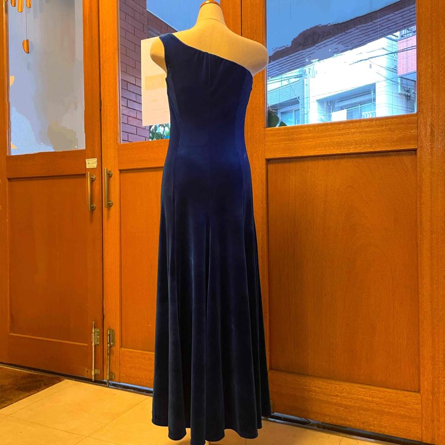 フラダンス ワンショルダードレス ベロア ブルー ベロアワンショルダードレス D-63 ブルー （特別セール！） : P-Para