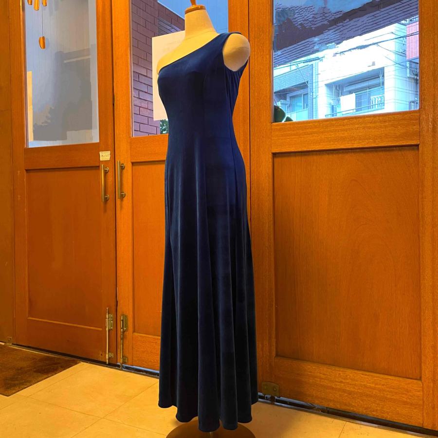 フラダンス ワンショルダードレス ベロア ブルー ベロアワンショルダードレス D-63 ブルー （特別セール！） : P-Para