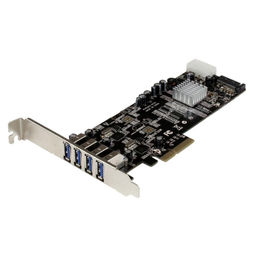 SuperSpeed USB 3.0 4ポート増設PCI Express  PCIe x4 インターフェースカード 2個の専用5Gbpsチャネル UASP対応 SATA(15ピン)   ペリフ