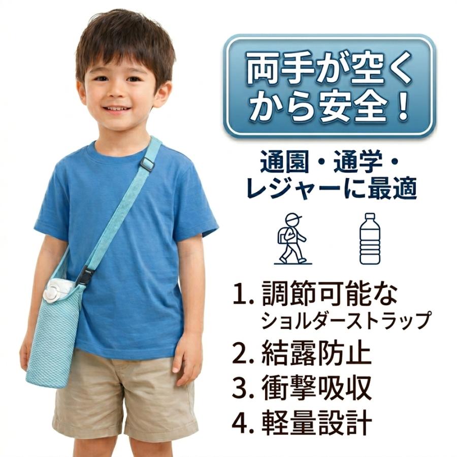 水筒カバー 子供 ショルダー 肩掛け ストラップ 水筒ケース ボトル