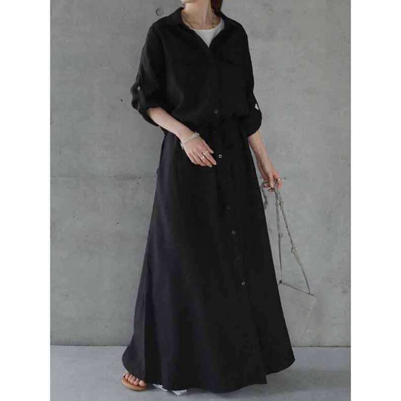 シャツワンピース ブラック 長袖 楽天市場】プリーツシャツワンピース レディース 長袖 襟付き