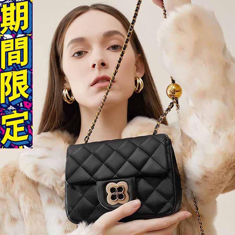 ブラック キルティング チェーンバッグ ゴールド金具 キルティング チェーンバッグ ショルダーバッグ チェーン 本革 バッグ