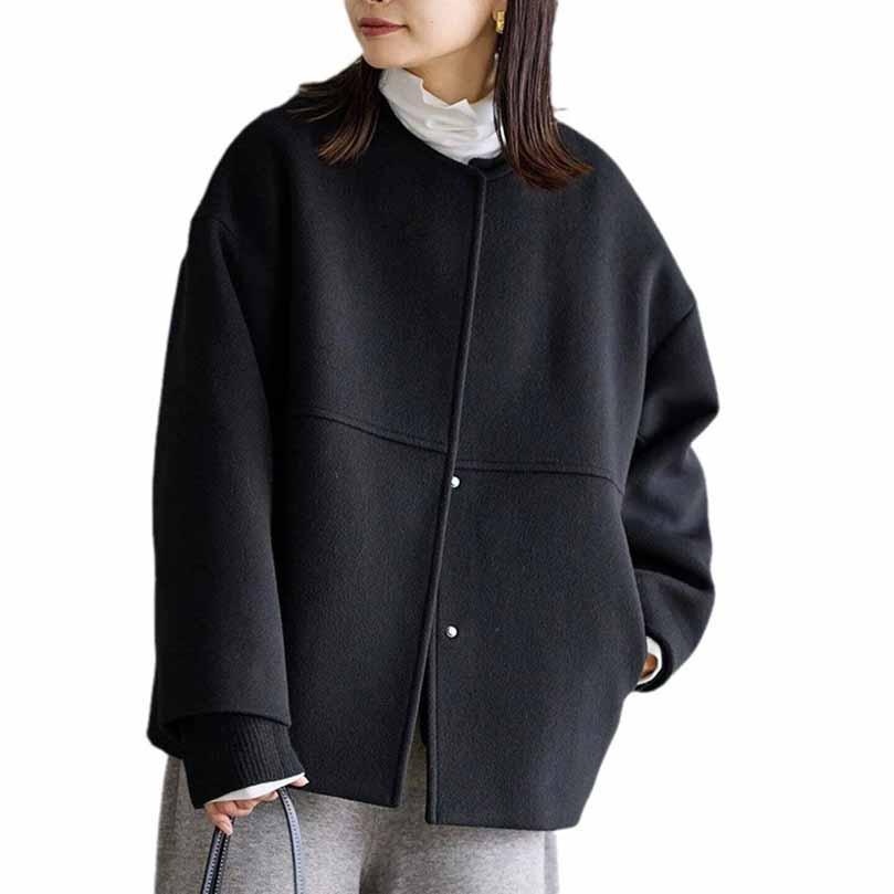 ノーカラーショートコート スタンダード ジャケットブルゾン ノーカラーショートコート スタンダード ジャケットブルゾン