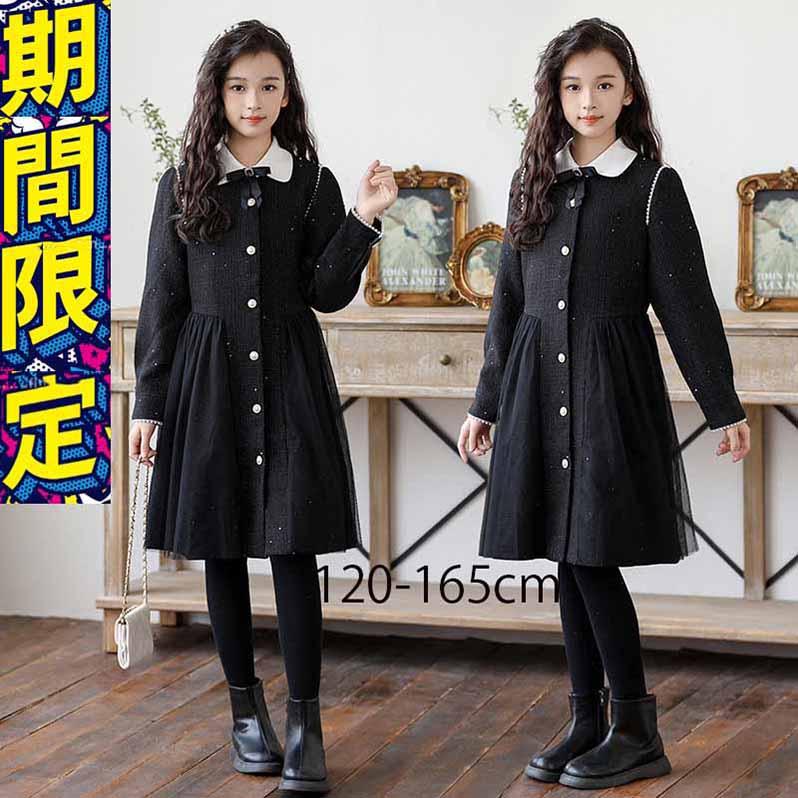 子供服ドレス 女の子 胸元のリボン 丸い可愛い白襟 フォーマル 入学式 