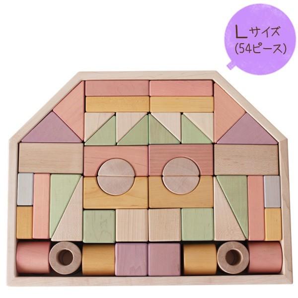 日本製 木 おもちゃ NIHON Japanes wood シリーズ つみきのいえ L 54ピースの画像