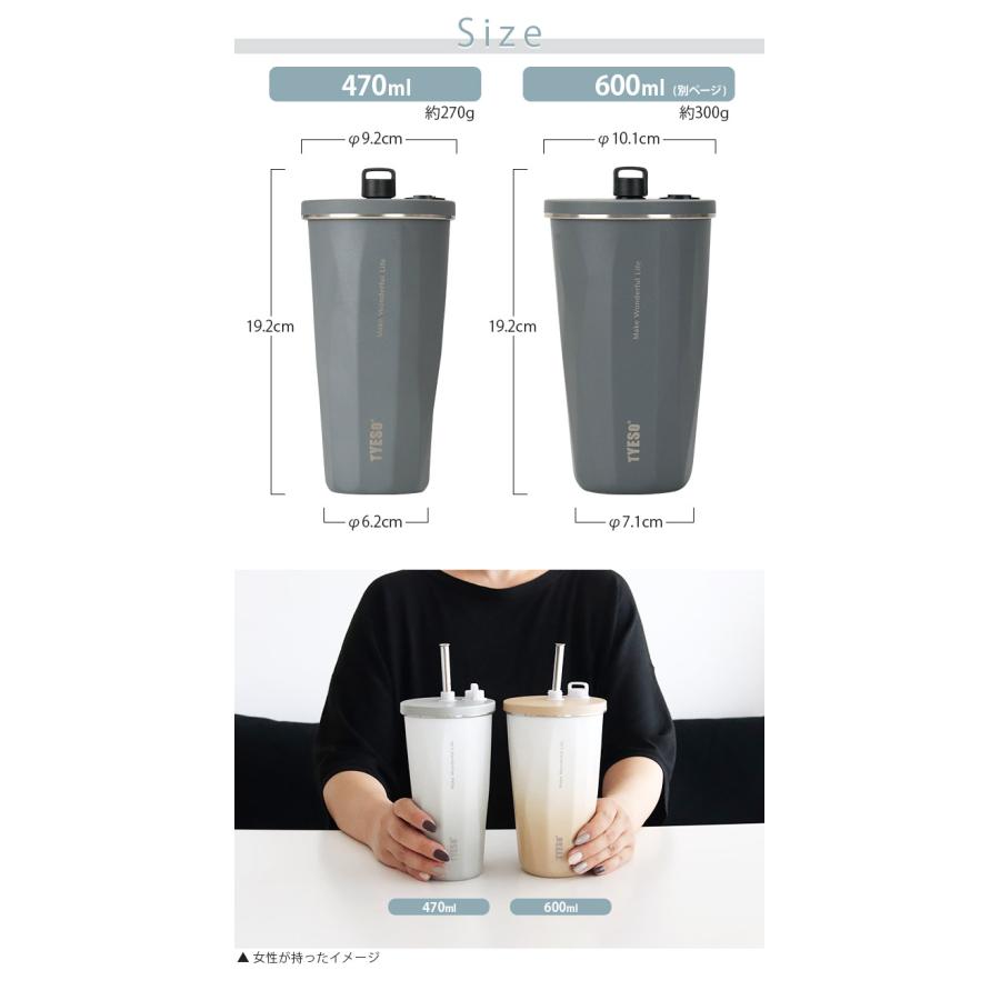 タンブラー 水筒 TYESO タイソ ティエソ ストロータンブラー 470ml 全