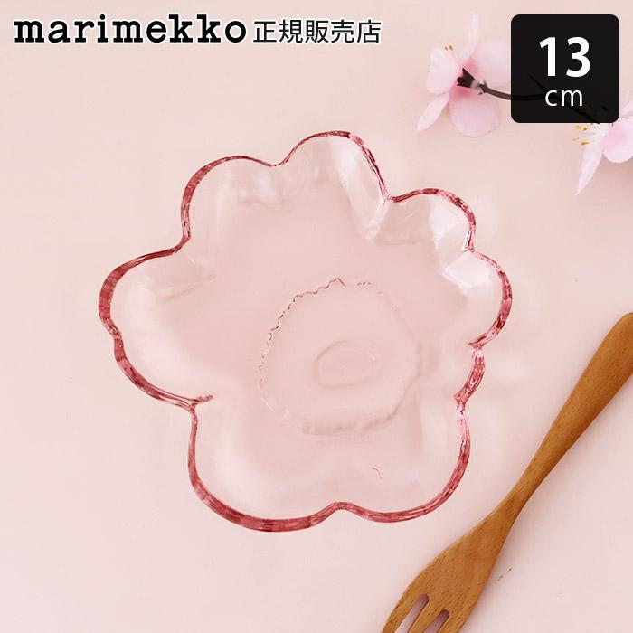 【新品未使用】マリメッコ　marimekko ウニッコ　ガラス　プレート　皿　桜 marimekko（マリメッコ） プレート 皿 Unikko shape ウニッコ ガラス
