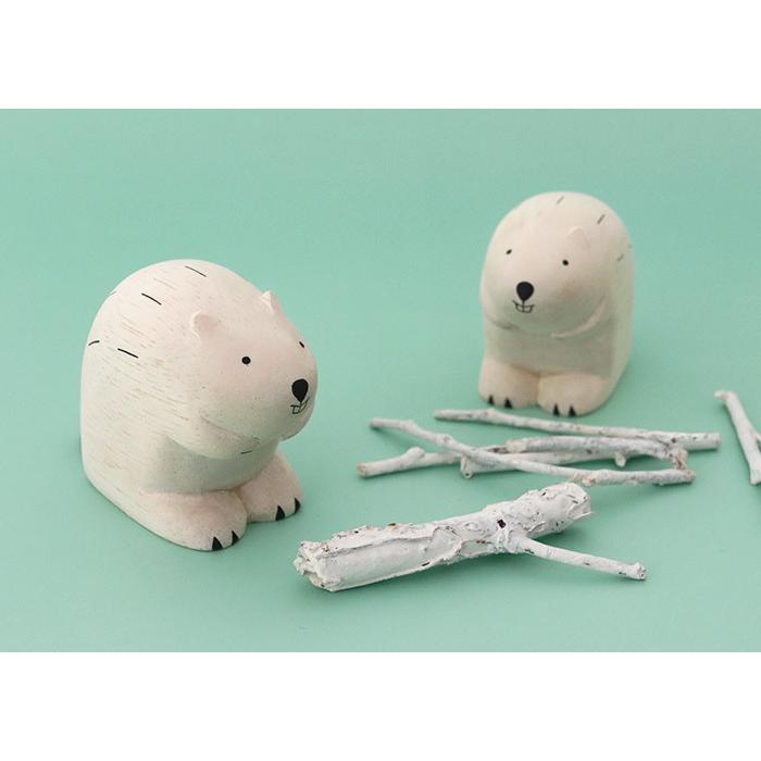T-LABO 爆買 polepole ぽれぽれ 木製 置物 ぽれぽれ動物 ビーバー