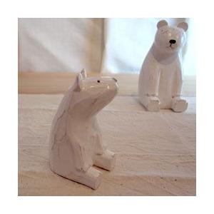 T-LABO polepole ぽれぽれ 木製 置物 親子シリーズ おすわり シロクマ