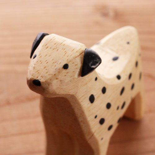 ヴィンテージ☆ダルメシアン木製置物 黒白斑点☆ T-LABO polepole ぽれぽれ 木製 置物 ドッグス Dogs シリーズ