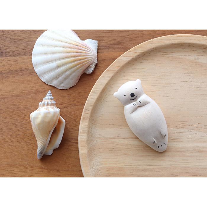 T-LABO polepole ぽれぽれ 木製 置物 ぽれぽれ親子 ラッコ子