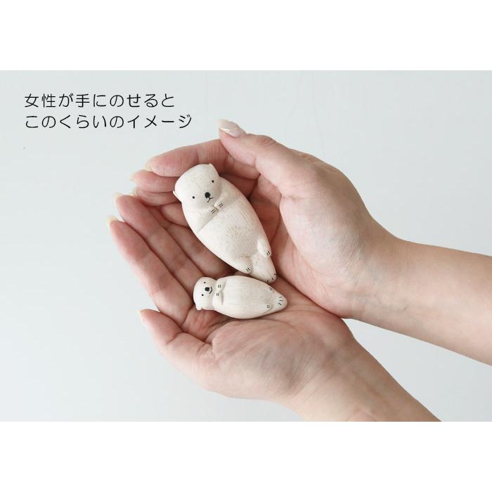 ☆ぽよたらっこ☆ T-LABO polepole ぽれぽれ 木製 置物 ぽれぽれ親子 ラッコ子