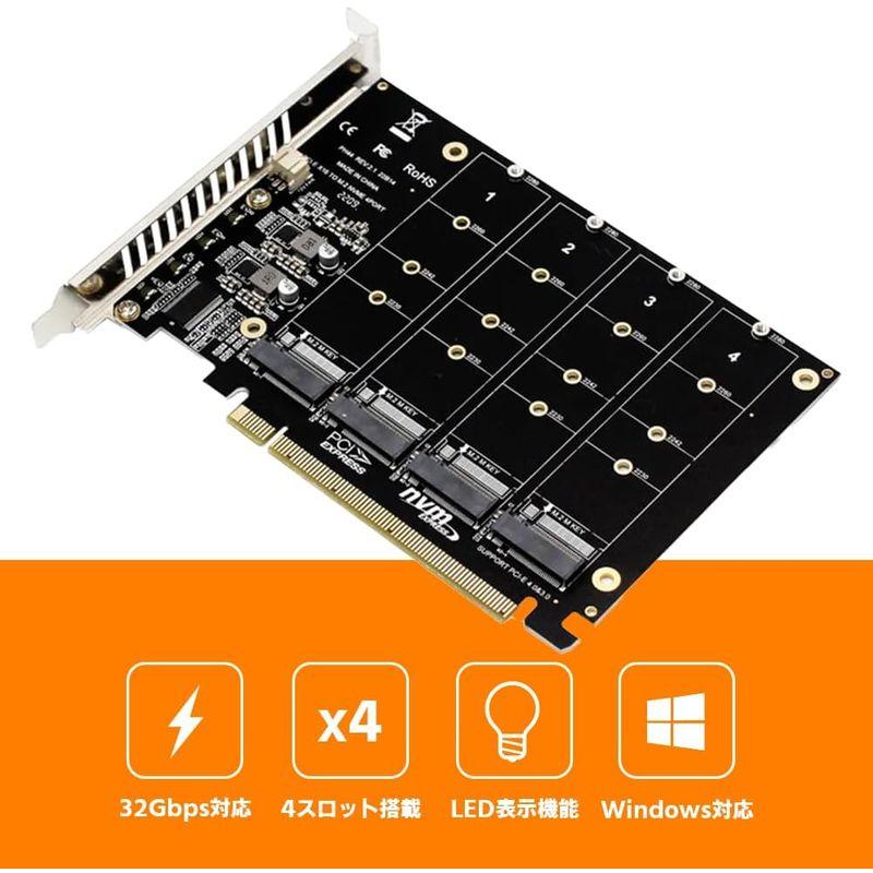 waves M.2 SSD 4スロット拡張ボード PCIe 4.0 x 16 (ヒートシンクなし)｜p-select-market｜03