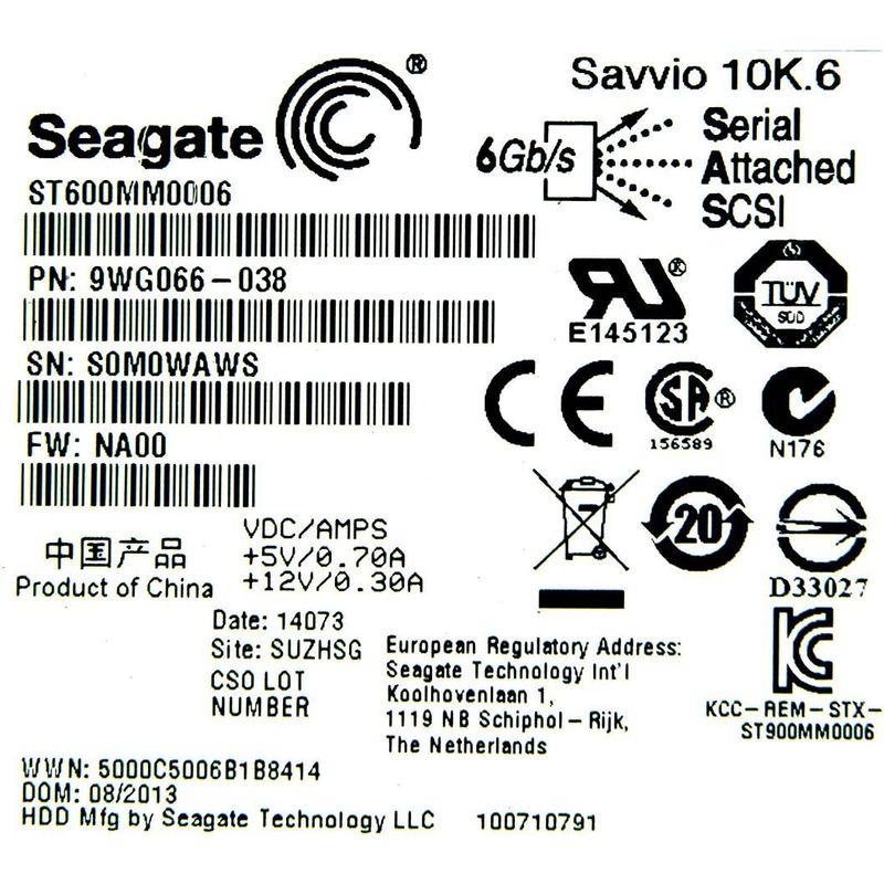 日本専門店 Seagate ST600MM0006 Savvio 10K.6 SAS 6GBS 600GB