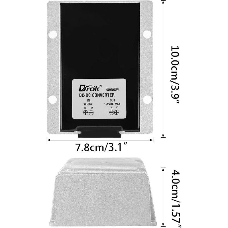 DROK DC-DCスタビライザー 9V-36Vから12Vへの昇降圧コンバーター 20A 防水自動降圧電圧レギュレーター カーオーディオ用｜p-select-market｜03