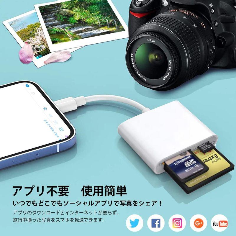 SD TF CF カードリーダー 3in1 iPhone/iPad用 SD/Micro SD/CF メモリーカードリーダー 高速 写真/動画｜p-select-market｜06
