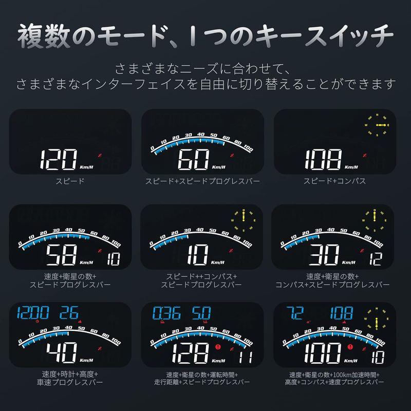 wiiyii車のヘッドアップ ディスプレイ、GPS 速度計、表示速度、方向、速度計、速度超過アラームと運転疲労アラーム付き、すべての車で動作｜p-select-market｜05