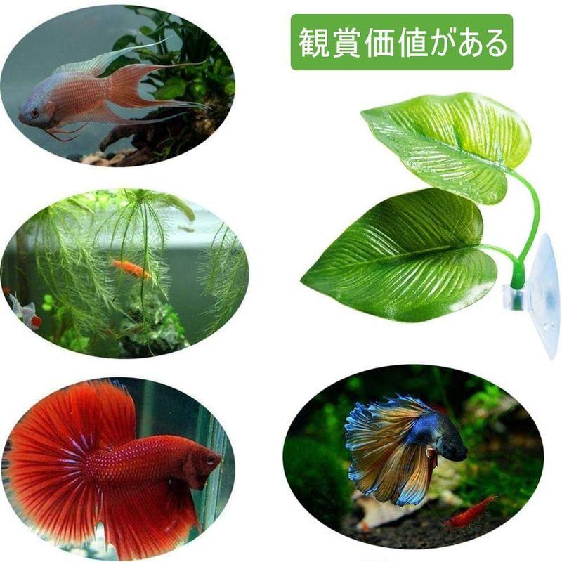 二層人工水草 3点セット 人工的なアクアリウムの植物の葉 吸盤を使って ベタフィッシュベッド 闘魚ベッドハンモック 魚タンクデコレーション｜p-select-market｜07