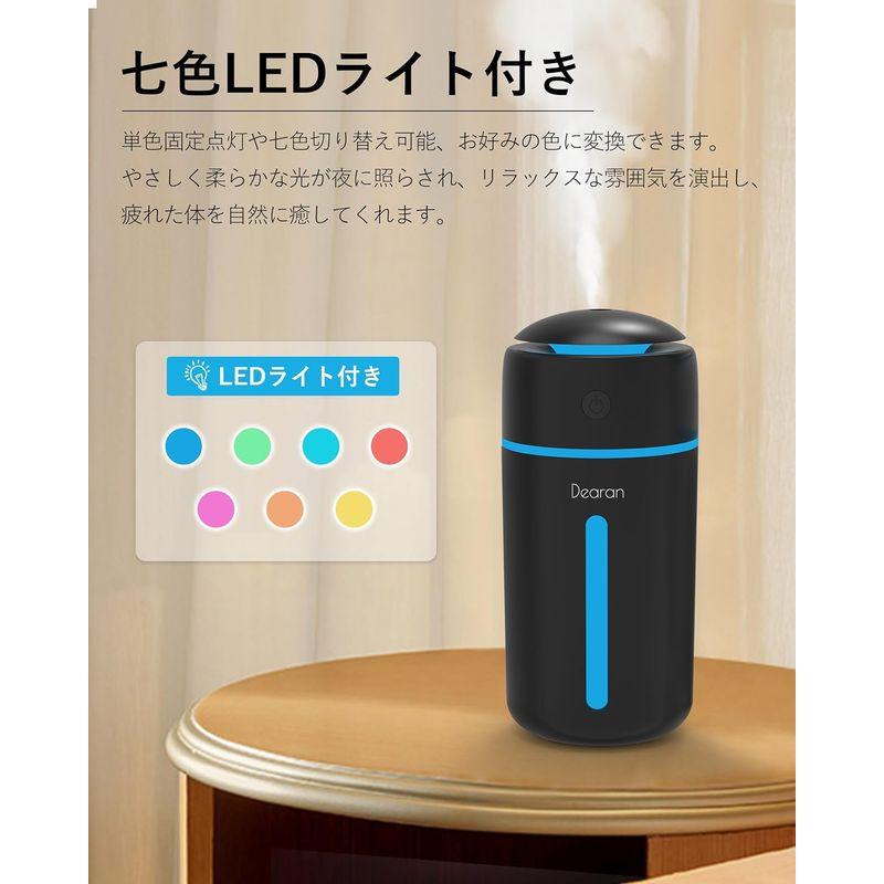 加湿器 卓上 小型 7色LEDライト 350ml 卓上加湿器 除菌 超音波式加湿器 次亜塩素酸水対応 車載加湿器 静音 持ち運び便利 コンパ｜p-select-market｜07