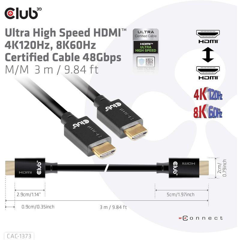 Club3D HDMI 2.1 4K120Hz 8K60Hz 48Gbps Male/Male 3m 26AWG Ultra High Sp｜p-select-market｜04