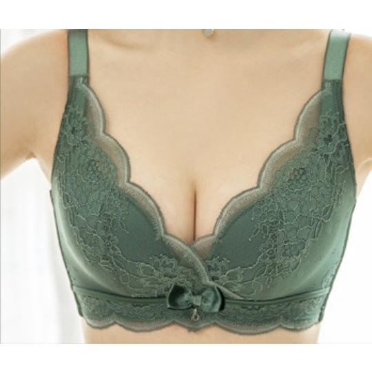 Soft Up Bra ベージュ・グリーン 2点セット 下着 ブラジャー＆ショーツ セット 3D立体 脇高ブラ グリーン