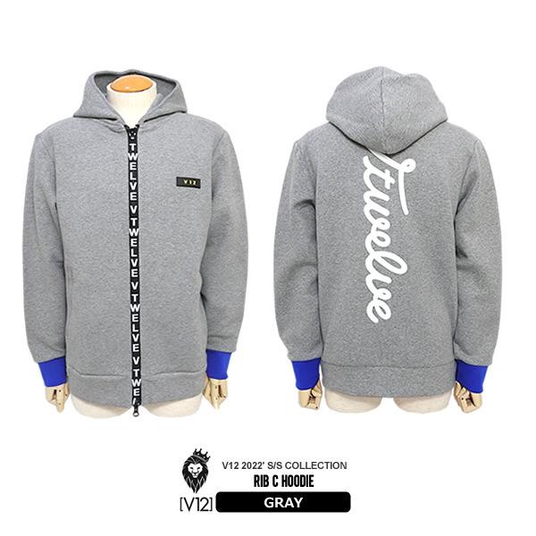 V12 ゴルフ メンズ パーカ スウェット フルジップ ストレッチ ロゴ