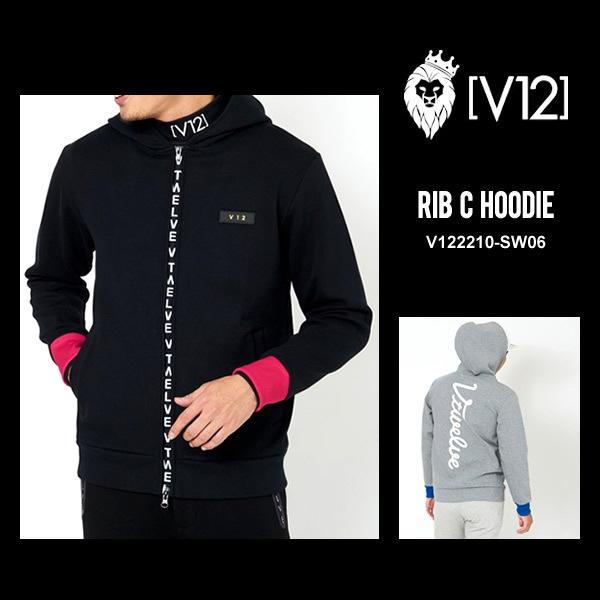 V12 ゴルフ メンズ パーカ スウェット フルジップ ストレッチ ロゴ